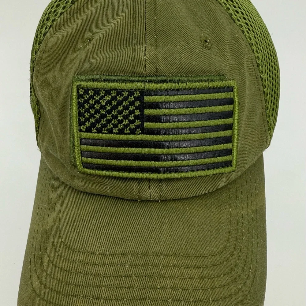 Pit Bull Snapback Mesh Trucker Hat Green OS Adjustable Embroidered Flag **READ**